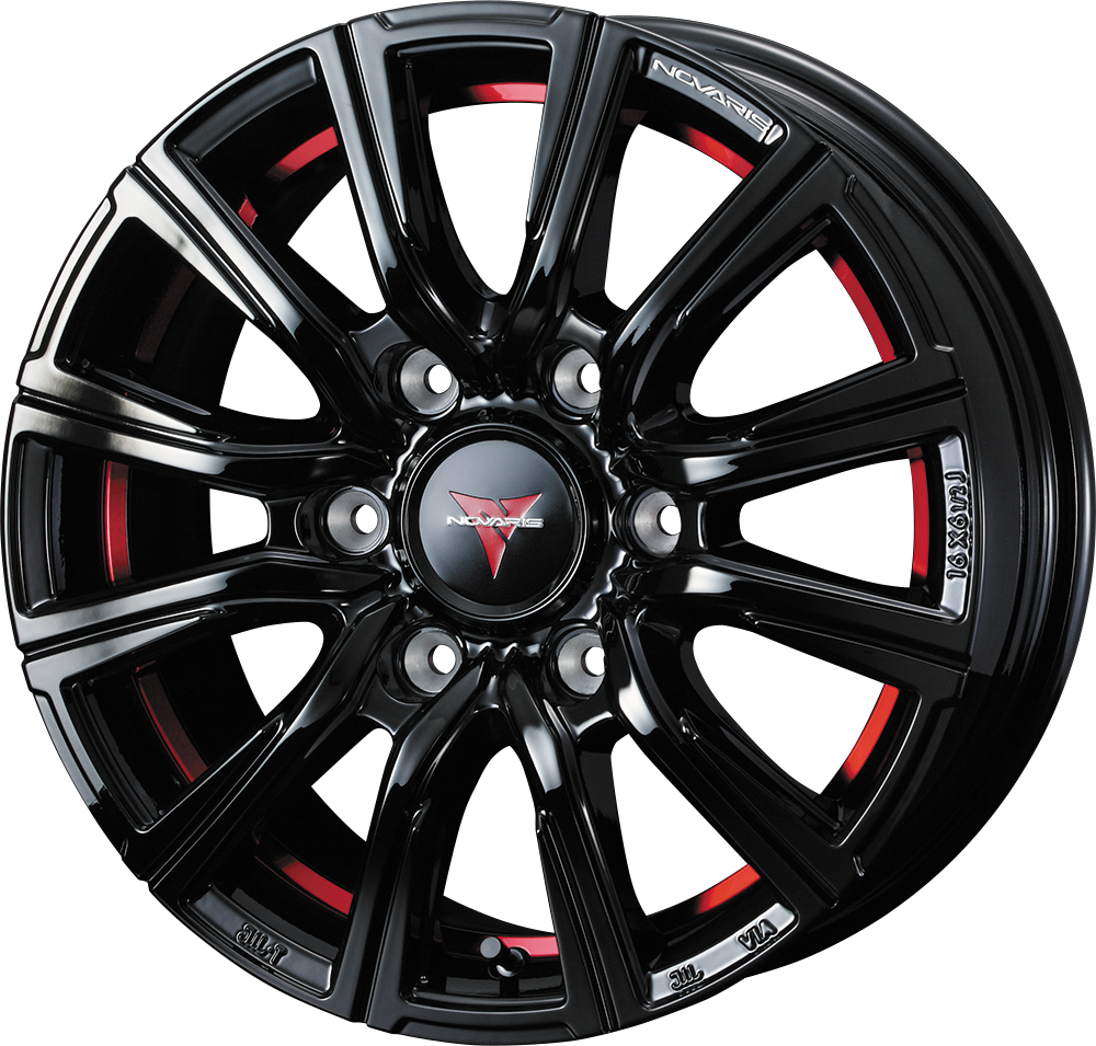16inch for HIACE PIANO BLACK/ RED LINE